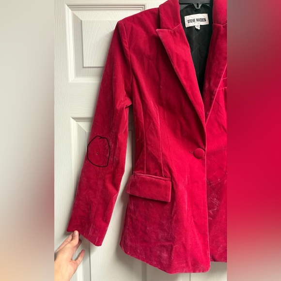 Steve Madden Hot Pink Velvet One Button Blazer Size XS - Picture 3 of 6